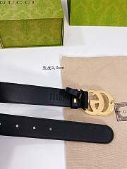 Gucci Leather Belt with Shiny Gold Double G Buckle 3.0 cm - 2