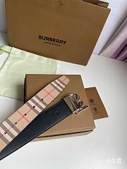 Burberry Check and Leather TB Belt Silver Hardware 4.0 cm - 6
