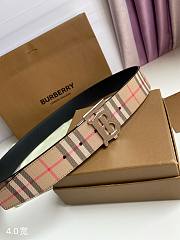 Burberry Check and Leather TB Belt Silver Hardware 4.0 cm - 4
