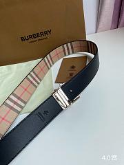 Burberry Check and Leather TB Belt Silver Hardware 4.0 cm - 3
