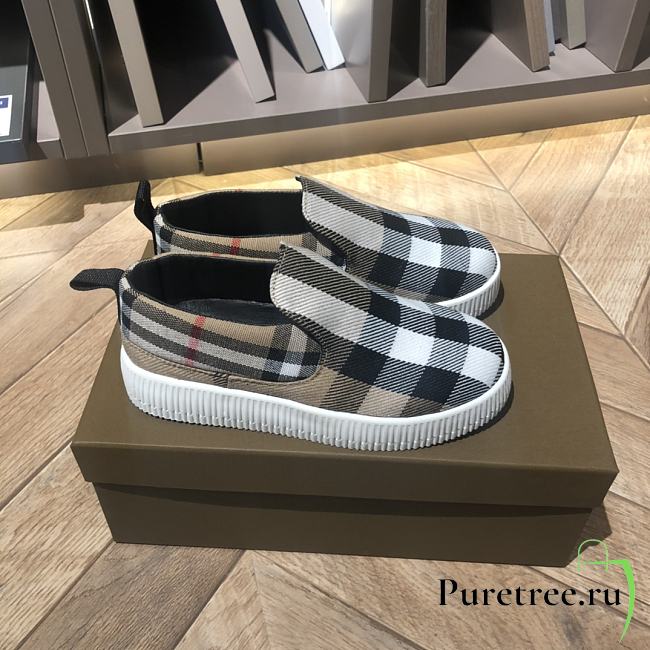 Burberry Check Cotton Kid Sneakers - 1