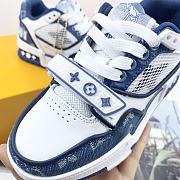 LV Trainer Velcro Strap Monogram Denim Blue & White - 5