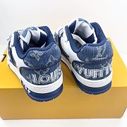 LV Trainer Velcro Strap Monogram Denim Blue & White - 3