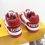 LV Trainer Velcro Strap Monogram Denim Red & White - 2