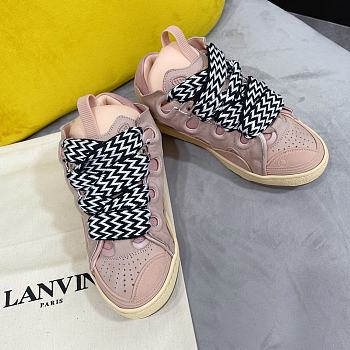Lanvin men's light pink leather curb sneakers