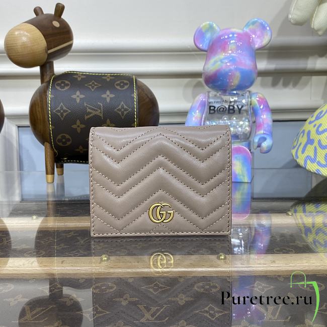 Gucci GG Marmont Card Case Wallet Beige size 11 x 8 x 3 cm - 1