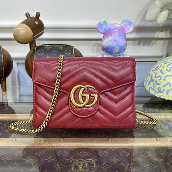 GUCCI GG Marmont Mini Bag Red ‎474575 size 20 x 13 x 6 cm