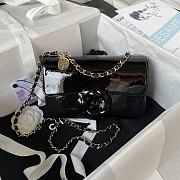 Chanel Camellia Small Flap Bag Black Patent Leather 20cm - 1