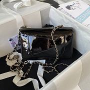 Chanel Camellia Small Flap Bag Black Patent Leather 20cm - 4