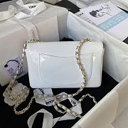 Chanel Camellia Small Flap Bag White Patent Leather 20cm - 5