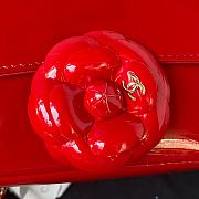 Chanel Camellia Small Flap Bag Red Patent Leather 20cm - 6