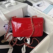 Chanel Camellia Small Flap Bag Red Patent Leather 20cm - 4