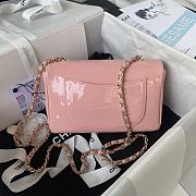 Chanel Camellia Small Flap Bag Pink Patent Leather 20cm - 3