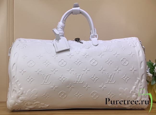 LV Keepall Bandoulière 50 Optic White M21845 size 50x29x23 cm - 1