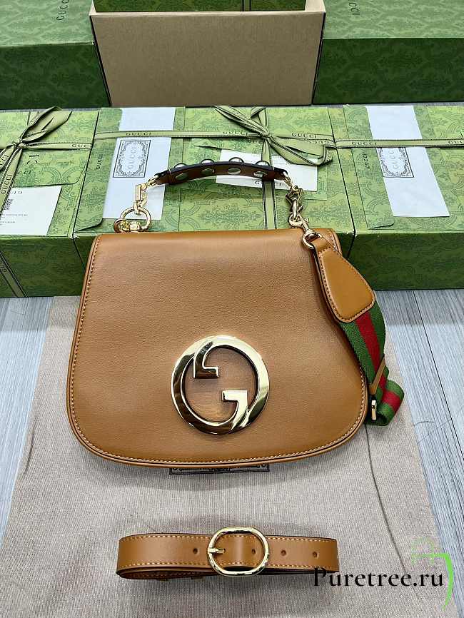 Gucci Blondie Brown Leather Shoulder Bag 29 x 22 x 7 cm - 1