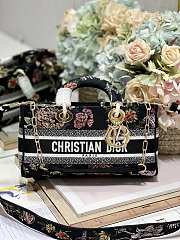 Dior Medium Lady D-Joy Bag Black Multicolor Dior Petites Fleurs - 1