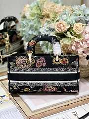 Dior Medium Lady D-Joy Bag Black Multicolor Dior Petites Fleurs - 5