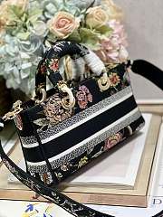 Dior Medium Lady D-Joy Bag Black Multicolor Dior Petites Fleurs - 3