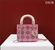 Dior Mini Lady Bag Metallic Calfskin and Satin with Rose Des Vents Resin Pearl Embroidery   - 1