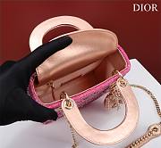 Dior Mini Lady Bag Metallic Calfskin and Satin with Rose Des Vents Resin Pearl Embroidery   - 6