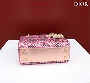 Dior Mini Lady Bag Metallic Calfskin and Satin with Rose Des Vents Resin Pearl Embroidery   - 5