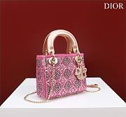 Dior Mini Lady Bag Metallic Calfskin and Satin with Rose Des Vents Resin Pearl Embroidery   - 4