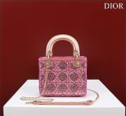 Dior Mini Lady Bag Metallic Calfskin and Satin with Rose Des Vents Resin Pearl Embroidery   - 3