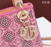 Dior Mini Lady Bag Metallic Calfskin and Satin with Rose Des Vents Resin Pearl Embroidery   - 2