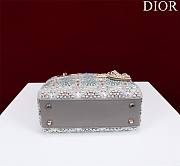 Dior Mini Lady Bag Metallic Calfskin and Satin with Gray Resin Pearl Embroidery - 6