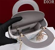 Dior Mini Lady Bag Metallic Calfskin and Satin with Gray Resin Pearl Embroidery - 5