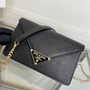 Prada Saffiano Leather Shoulder Bag Black 1BD318 size 21.5x14x4 cm - 2