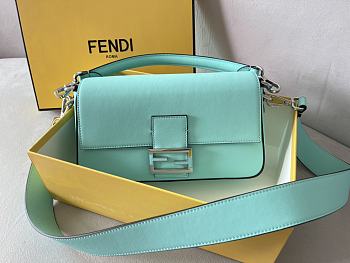 Fendi Medium Baguette in Tiffany Blue Leather with Sterling Silver