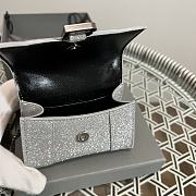 BALENCIAGA Hourglass Mini Handbag Glitter Material In Silver 14 x 11.5 x 4.5 cm - 6
