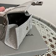 BALENCIAGA Hourglass Mini Handbag Glitter Material In Silver 14 x 11.5 x 4.5 cm - 5