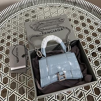 Balenciaga Hourglass Mini Handbag Crocodile In Light Blue 14x11.5x4.5 cm
