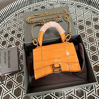 Balenciaga Hourglass Mini Handbag Crocodile In Orange 14x11.5x4.5 cm