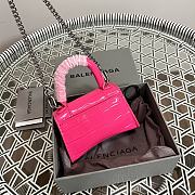 Balenciaga Hourglass Mini Handbag Crocodile In Pink 14x11.5x4.5 cm - 2