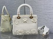 DIOR Medium Lady D-Lite Bag White D-Lace Embroidery with 3D Macramé Effect - 3