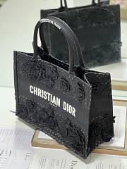  DIOR Medium Dior Book Tote Black D-Lace Embroidery with 3D Macramé Effect  - 5