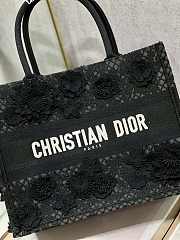  DIOR Medium Dior Book Tote Black D-Lace Embroidery with 3D Macramé Effect  - 2