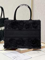  DIOR Medium Dior Book Tote Black D-Lace Embroidery with 3D Macramé Effect  - 6