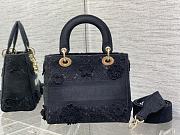 DIOR Medium Lady D-Lite Bag Black D-Lace Embroidery with 3D Macramé Effect - 2