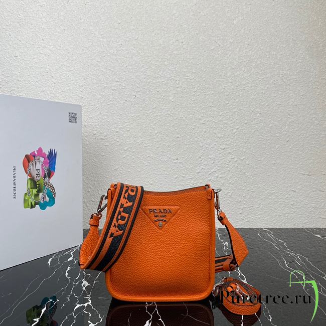 PRADA Leather Mini Shoulder Bag Papaya 20 x 19 x 6 cm - 1