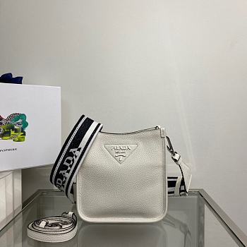 PRADA Leather Mini Shoulder Bag White 20 x 19 x 6 cm