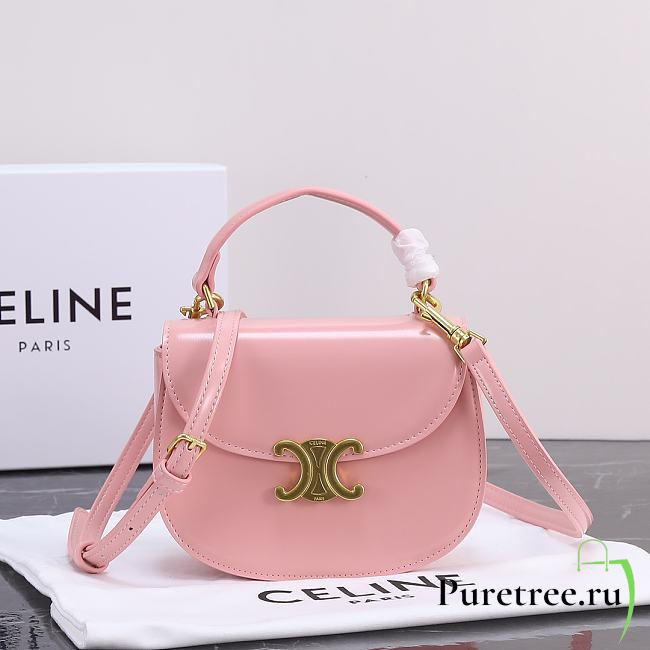 CELINE Besace Triomphe In Shiny Calfskinlight Pink - 1