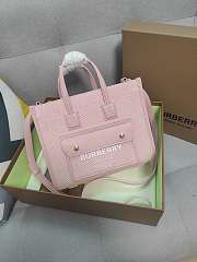BURBERRY Freya Horseferry Canvas Top-handle Bag In Pink - 1