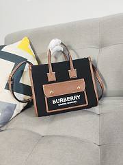BURBERRY Freya Horseferry Canvas Top-handle Bag In Black - 1