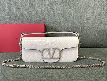 Valentino Locò White Shoulder Bag Silver-tone Logo