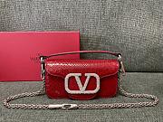 Valentino Locò Red Shoulder Bag Silver-tone Logo - 1