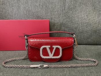 Valentino Locò Red Shoulder Bag Silver-tone Logo